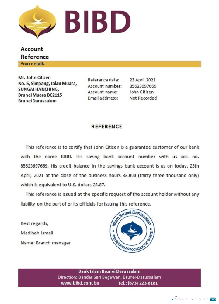 Download Brunei Islam Darussalam bank reference Photoshop template